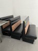 BLACK LEATHER-LIKE & MULTI-COLOR CLOTH BOOTH SEATING - 2