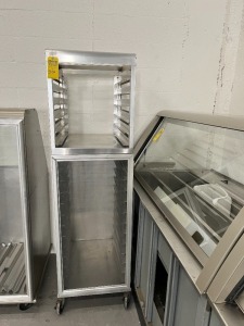 STAINLESS STEEL OPEN & CLOSED BREAD RACK ON WHEELS