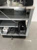 STAINLESS STEEL CASH COUNTER WITH 4 CUP DISPENSER & POS (VERIFONE CARD READER, BACKUP BATTERY, EPSON RECEIPT PRINTER, SAFE, KEYBOARD, ETC) - 5'L x 34''D - 8
