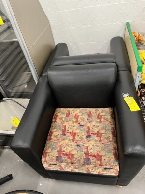 BLACK LEATHER-LIKE CHAIRS WITH MULTI-COLOR SEATS