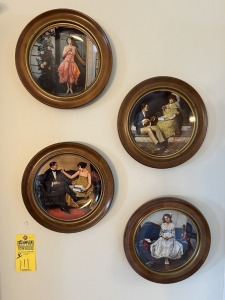 ASSORTED HANGING FRAMED DECORATIVE PLATES