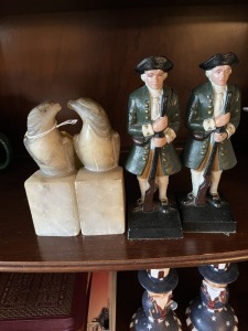 SETS BOOK ENDS - STONE BIRDS / METAL MILITIA MEN