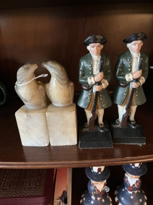 SETS BOOK ENDS - STONE BIRDS / METAL MILITIA MEN
