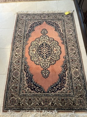 PINK & BLACK ORIENTAL RUG - COUNTRY OF ORIGIN TURKEY - 72''x47''