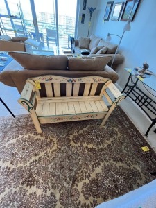 PAINTED BENCH WITH STORAGE