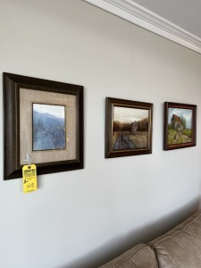 ASSORTED FRAMED & MATTED ARTWORK - CABIN / WOODS