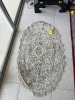 OVAL GREENISH SILK ORIENTAL RUG - COUNTRY OF ORIGIN GREECE - 29''x50''