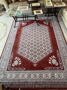 RED & BLUE ORIENTAL RUG - COUNTRY OF ORIGIN INDIA - 73''x111''