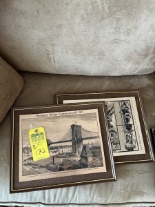 FRAMED & MATTED COPPER ART - MADE IN ENGLAND - BROOKLYN BRIDGE - CASTLEHAM COLLECTION