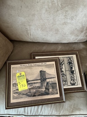 FRAMED & MATTED COPPER ART - MADE IN ENGLAND - BROOKLYN BRIDGE - CASTLEHAM COLLECTION