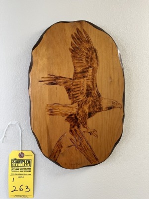 BURNT WOOD EAGLE WALL HANGING - SIGNED