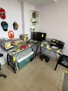 METAL & GLASS ROUNDED CORNER DESK