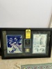 FRAMED & MATTED COLLAGE - IVAN ''PUDGE'' RODRIGUEZ - PHOTO / PIECE OF BASEBALL SKIN / PLAYERS SHEET