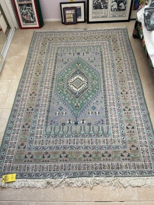 PINK & GREEN ORIENTAL RUG - 89''x5'