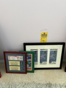 ASSORTED SPORTS MEMORABILIA - FRAMED TICKETS / MARLINS WORLD SERIES / ROSE BOWL / MARLINS