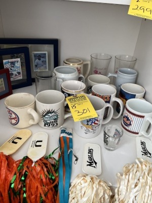 ASSORTED MUGS & CUPS - MARLINS, YANKEES, METS, ETC