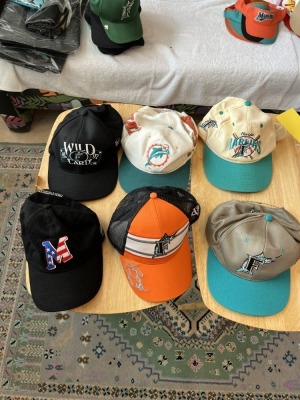ASSORTED SPORTS HATS - MARLINS, DOLPHINS, ETC