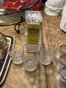 ASSORTED PIECES - 1- DECANTER / 3- GLASSES