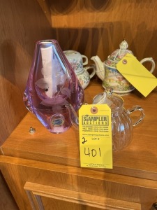 ASSORTED PIECES - BOHEMIAN VASE / GLASS TEAPOT