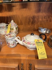 ASSORTED PIECES - GORMAN FLORAL TEAPOT / TEA CUP - ROOSTER - JAPAN