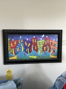 FRAMED & MATTED ARTWORK - WHIMSICAL HOUSES WITH BOATS