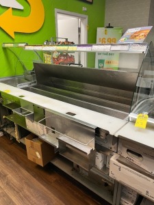REFRIGERATED SANDWICH UNIT WITH GLASS & STAINLESS STEEL COVER, SNEEZE GUARD & ATTACHED CUTTING BOARD - 5'W (LOCATED IN CLEWISTON, FL)