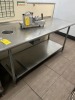 STAINLESS STEEL PREP TABLE WITH TRASH HOLE - 6'W x 30''D (LOCATED IN OKEECHOBEE, FL - #7007)