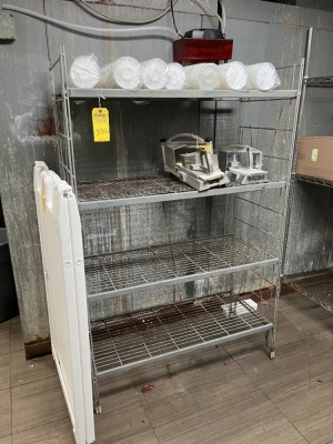 SHELVING UNIT WITH 4 SHELVES (SOME RUST) (LOCATED IN OKEECHOBEE, FL - #7007)