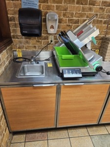 STAINLESS STEEL TABLE WITH 2 DOORS & SINK (LOCATED IN CUTLER BAY, FL)