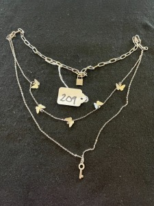 TRIPLE NECKLACE WITH BUTTERFLIES - 28''