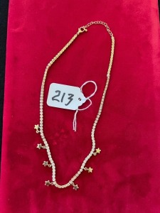 GOLD COLOR & RHINESTONE NECKLACE - 18''
