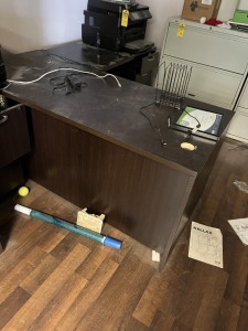 LOT UNTAGGED CONTENTS OF ROOM - DESK, CABINETS, BARN DOOR, ETC