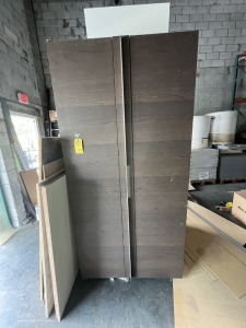 BROWN & WHITE LIGHTED ARMOIRE