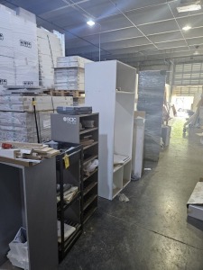 PARTIALLY BUILT CABINETS & ROLLING CABINETS WITH CONTENTS