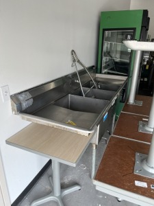 DUKE 3-COMPARTMENT SINK WITH FAUCET - 84''W x 27''D (LOCATED IN PEMBROKE PARK, FL)