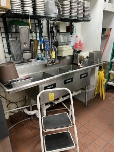 STAINLESS STEEL 3-COMPARTMENT SINK WITH SINK RITE SYSTEM (LOCATED IN PLANTATION, FL)