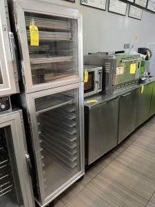 LOCKWOOD ROLLING BREAD CABINET WITH GLASS DOORS & 11 TRAYS (LOCATED IN NAPLES, FL)