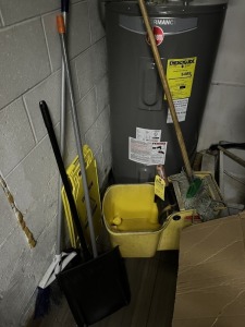 LOT MOP BUCKET, CAUTION SIGN, BROOM WITH BUCKET (LOCATED IN NAPLES, FL)