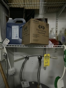 LOT - CONTENTS OF SHELF - HAND SOAP, HAND SANITIZER, DISINFECTANT, ETC (LOCATED IN NAPLES, FL)