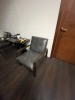 LOT OFFICE FURNITURE - 2- DESKS / 2- ROLLING CHAIRS / 2- CLIENT CHAIRS / 1- ROUND TABLE - 2