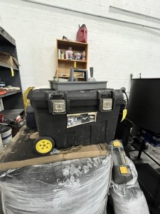 STANLEY 24 GALLON MOBILE JOB CHEST WITH CONTENTS