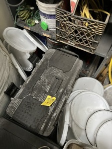 PLASTIC TOOL BOX WITH CONTENTS (TOOLS, ETC)