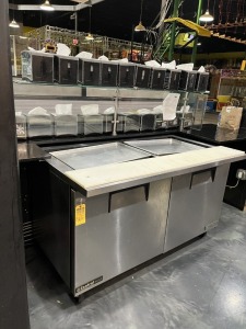 TRUE COLD PREP STATION WITH 2 DOOR LOW BOY COOLER