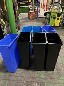 ASSORTED TRASH / RECYCLING BINS