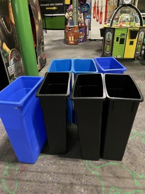 ASSORTED TRASH / RECYCLING BINS