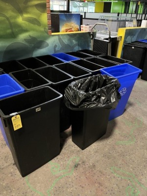 ASSORTED TRASH / RECYCLING BINS