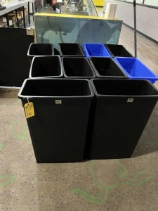 ASSORTED TRASH / RECYCLING BINS