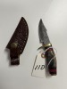 ALL-AROUND / SKINNING KNIFE - CUSTOM HANDMADE DAMASCUS STEEL - BONE HANDLE - LAMINATED LEATHER SHEATH