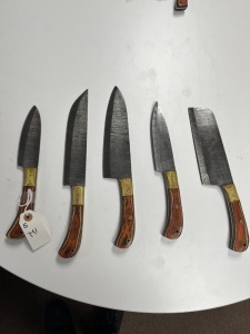 ASSORTED KITCHEN CUTLERY SETS - CUSTOM HANDMADE DAMASCUS STEEL - PAKKA WOOD HANDLE