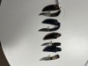 SMALL SKINNING KNIVES - CUSTOM HANDMADE DAMASCUS STEEL - 2- CURVED BONE HANDLE / 1- BONE HANDLE / 1- RESIN HANDLE - LAMINATED LEATHER SHEATH